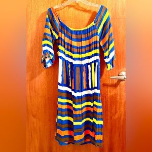 Comfortable off shoulder dress, multicolor, size XL, used only once.
